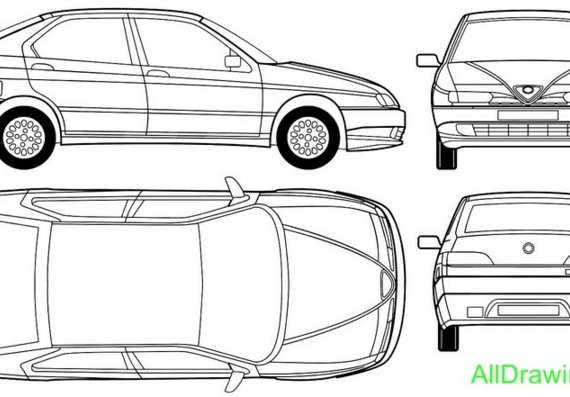 Alfa Romeo 146 Hatchback (1994) (Alpha Romeo 146 Hatchback (1994)) - drawings (drawings) of the car